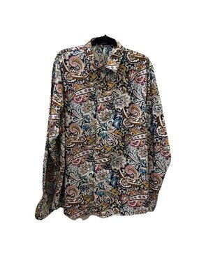 SSLR Paisley Button Up Mens Long Sleeve Shirt Cotton Size XL